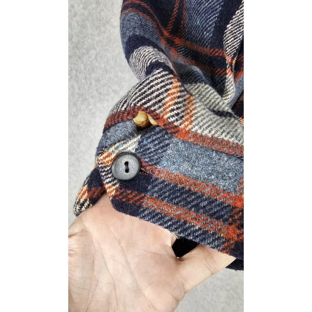 70s Sears Wool Plaid Barn Sherpa Fleece Lined Shirt Jacket Coat Sz 40